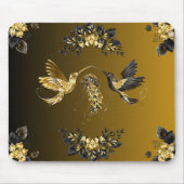 Ethereal Unison – ブラックと金ゴールドグラフィックアート マウスパッド (正面)