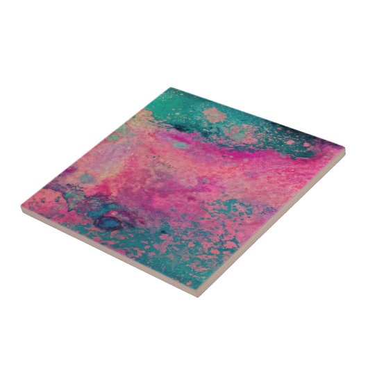 “Ethereal Vellum” – Pink Teal Blue Abstract    タイル (側面)