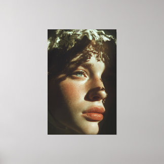 Ethereal Vintage Lace Portrait - Romantic Blue Eye キャンバスプリント