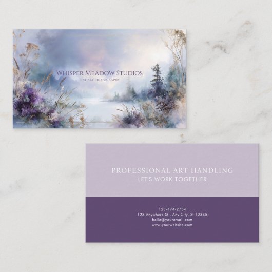 Ethereal Violet Gold Grass Winter Landscape Serene 名刺 (正面/裏面)