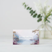 Ethereal Violet Lake Gold Frame Serene Landscape 名刺 (スタンド正面)