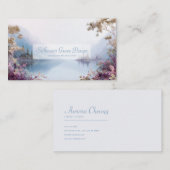 Ethereal Violet Lake Gold Frame Serene Landscape 名刺 (正面/裏面)