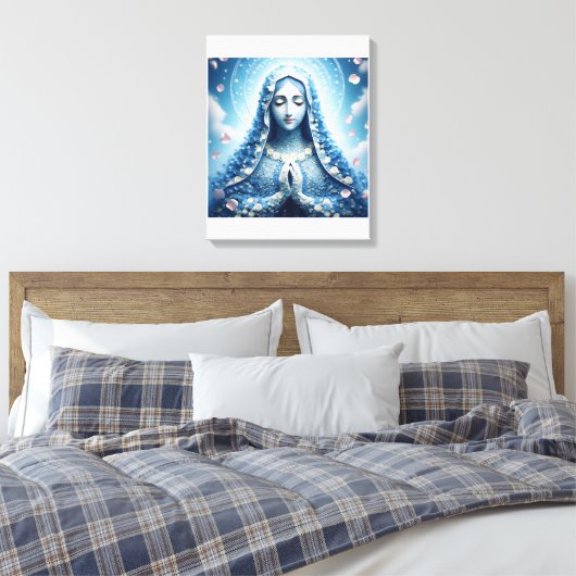 Ethereal Virgin Mary Blue Rose Portrait キャンバスプリント (インサイチュ (寝室))