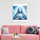 Ethereal Virgin Mary Blue Rose Portrait キャンバスプリント (インサイチュ (リビング))