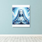 Ethereal Virgin Mary Blue Rose Portrait キャンバスプリント (インサイチュ (ウッドフロア))
