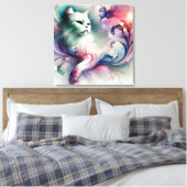 Ethereal Water Color Cat キャンバスプリント (インサイチュ (寝室))