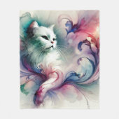 Ethereal Water Color Cat フリースブランケット (正面)
