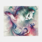 Ethereal Water Color Cat フリースブランケット (正面(横))