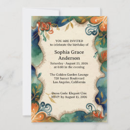 Ethereal Watercolor Floral birthday Invitation 招待状