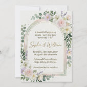 Ethereal Watercolor Garden Arch Wedding Invitation 招待状 (正面)