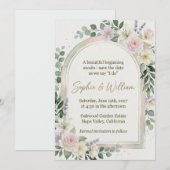 Ethereal Watercolor Garden Arch Wedding Invitation 招待状 (正面/裏面)