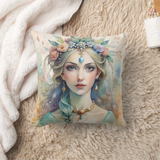 Ethereal Watercolor Queen Pillow クッション (ブランケット)