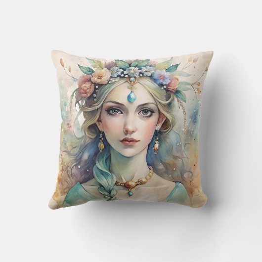 Ethereal Watercolor Queen Pillow クッション (裏面)