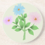 Ethereal Watercolor Wildflower Bouquet - Pastel Fl コースター<br><div class="desc">A delicate, hand-painted digital watercolor illustration featuring a trio of ethereal wildflowers in soft shades of sky blue, misty purple, and blush pink. This botanical piece captures the fluid transparency of traditional watercolor with a modern, clean aesthetic. Perfect for cottagecore lovers, nursery decor, or anyone who appreciates the quiet beauty...</div>