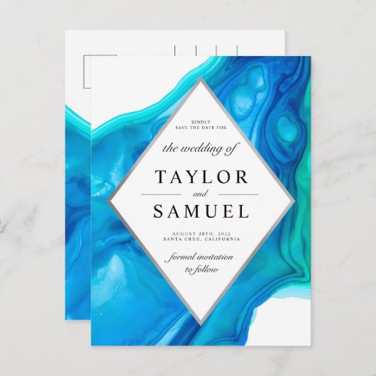 Ethereal Waveビーチアイランド日付ポストカードの保存 インビテーションポストカード (正面/裏面)