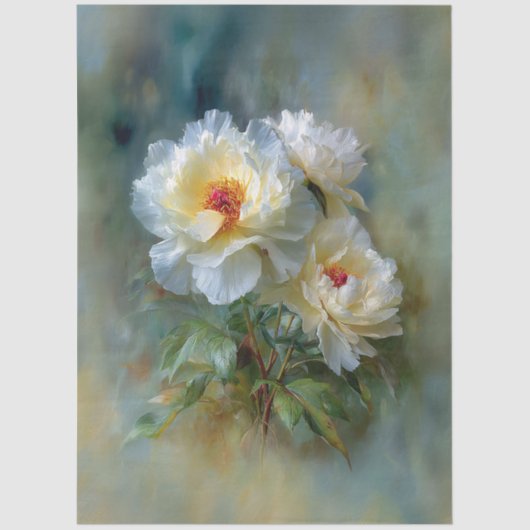 Ethereal White Peonies in Bloom 薄葉紙 (正面)