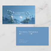 Ethereal White Rose Floral and Blue Moon Lake 名刺 (正面/裏面)