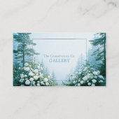 Ethereal White Rose Floral and Misty Pine Forest 名刺 (正面)
