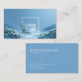 Ethereal White Rose Floral and Snowy Mountain Moon 名刺 (正面/裏面)