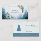 Ethereal White Rose Pine Forest Winter Gold Frame 名刺 (正面/裏面)