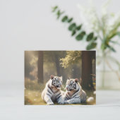 Ethereal White Tigers – Woodland Postcard ポストカード (スタンド正面)