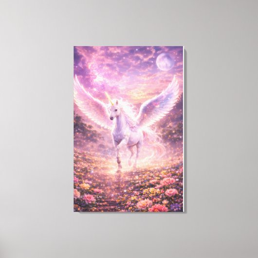 Ethereal Winged Unicorn of Light  | ManJiangHong F キャンバスプリント (正面)
