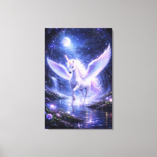 Ethereal Winged Unicorn of Light | ManJiangHong F キャンバスプリント (正面)