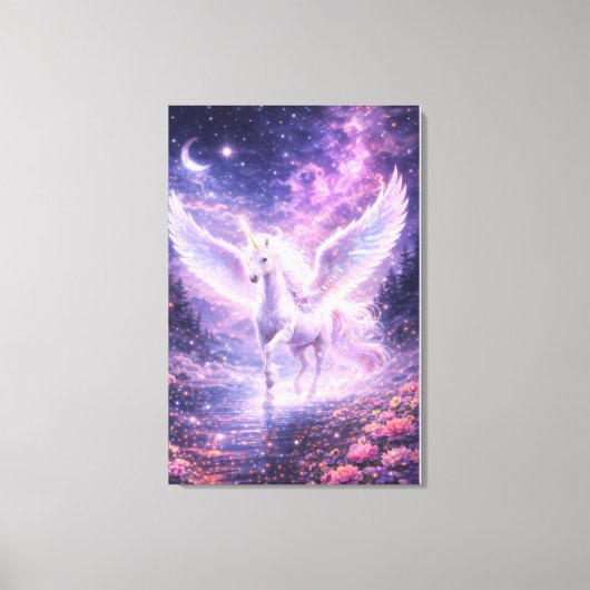 Ethereal Winged Unicorn of Light | ManJiangHong F キャンバスプリント (正面)