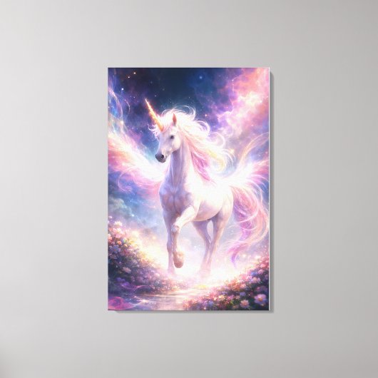 Ethereal Winged Unicorn of Light | ManJiangHong Fa キャンバスプリント (正面)