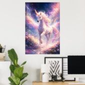 Ethereal Winged Unicorn of Light | ManJiangHong Fa ポスター (ホームオフィス)