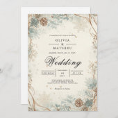 Ethereal Winter Branches Wedding 招待状 (正面/裏面)