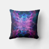 Ethereal Wisps：ブルー&モーヴクリアンアート クッション (裏面)