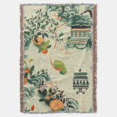 Ethereales Orangenmuster mit Zen-Tempeln スローブランケット (正面縦)