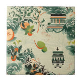 Ethereales Orangenmuster mit Zen-Tempeln タイル (正面)