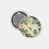 Ethereales Orangenmuster mit Zen-Tempeln マグネット (正面/裏面)