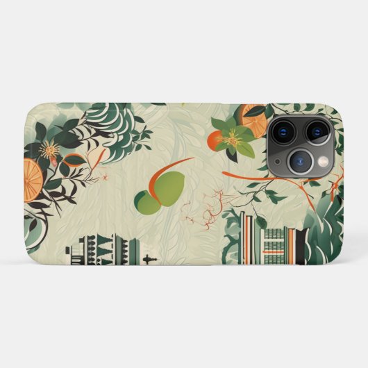Ethereales Orangenmuster mit Zen-Tempeln Case-Mate iPhoneケース (裏面(横))