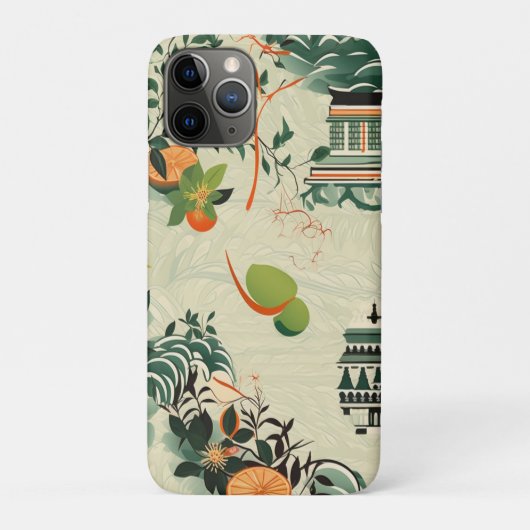Ethereales Orangenmuster mit Zen-Tempeln Case-Mate iPhoneケース (裏)