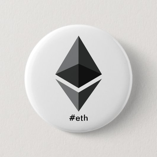 EthereumのロゴのHashtagボタン 缶バッジ (正面)