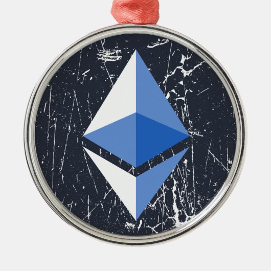 ethereumシンボルグランジ暗号通貨マネー メタルオーナメント (正面)
