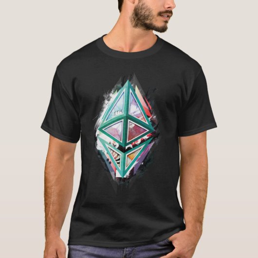 Ethereumロゴ抽象芸術01必須Tシャツ Tシャツ (正面)