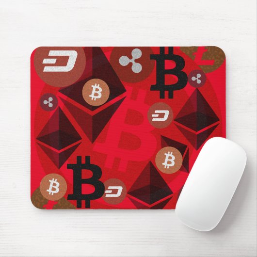 Ethereum、Bitcoin、Dash、Ripple、Litcoin マウスパッド (マウス)
