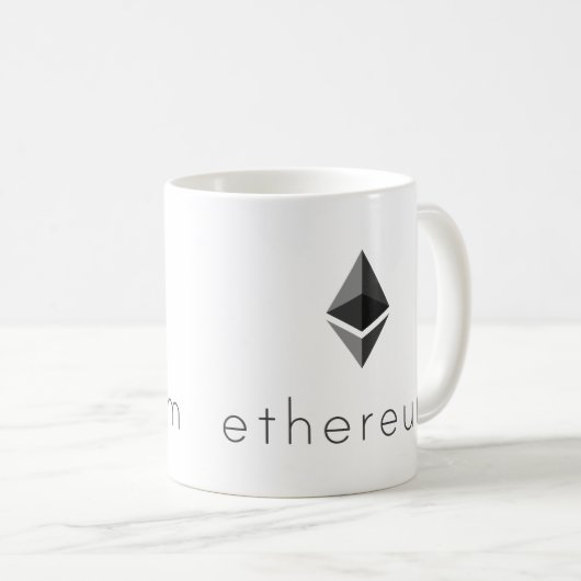 Ethereum Ethのロゴの記号のCryptocurrencyのコーヒー・マグ コーヒーマグカップ (正面右)