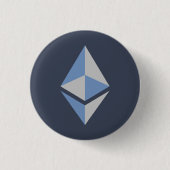 Ethereum ETHの灰色及び青のロゴ|ボタン 缶バッジ (正面)