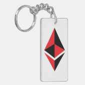 Ethereum ETHの黒く及び赤いロゴ| Keychain キーホルダー (正面左)