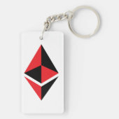 Ethereum ETHの黒く及び赤いロゴ| Keychain キーホルダー (裏面)
