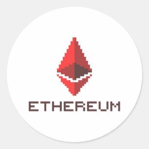 Ethereum ETHの8ビット赤いロゴ のステッカー ラウンドシール