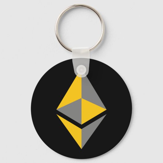 Ethereum ETHグレーと金ゴールドのロゴ |基本キーチェーン キーホルダー (正面)
