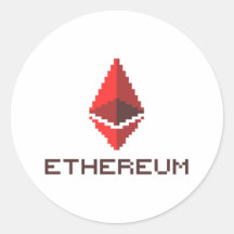 Ethereum ETH 8ビットレッドロゴ |ステッカー