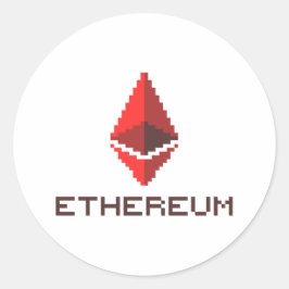 Ethereum ETH 8ビットレッドロゴ |ステッカー ラウンドシール