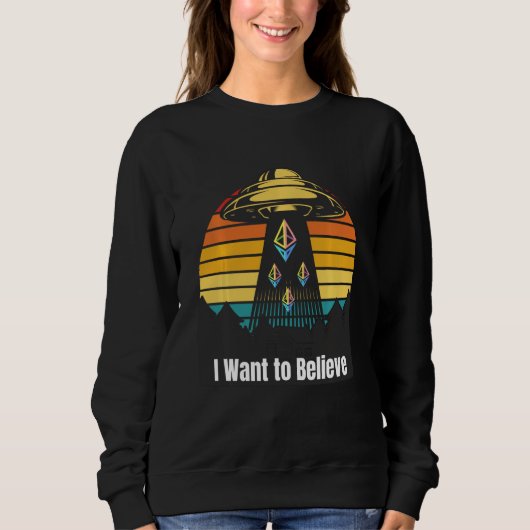 Ethereum Ufo遭遇レトロ日没I Want to Beli スウェットシャツ (正面)